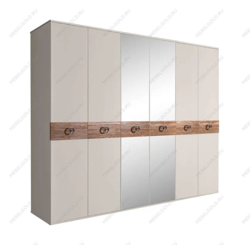 Шкаф 6-ти дв. с зеркалами Bogemia Wood Fi (Шелк/Хром) БМШ1/6(Wo)