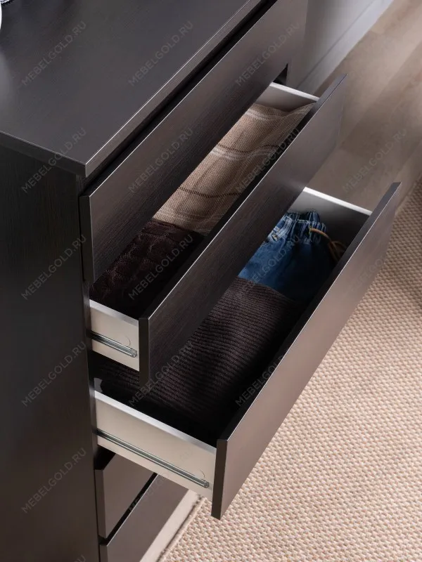 Комод Кастор, 5 ящиков, 65х40х112 см, черно-коричневый, дуб венге | изображение 17