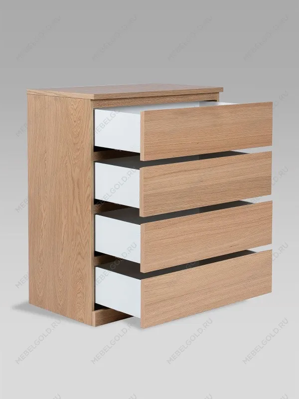 Комод Варма Прайм, 4 ящика, 80х100х48 см, шпон натурального дерева, дуб беленый | изображение 9