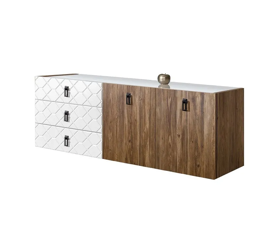 Комод 1.6м Bogemia Fly Wood Fa (Белый) (Lakobel/Черный) БМКМ-4
