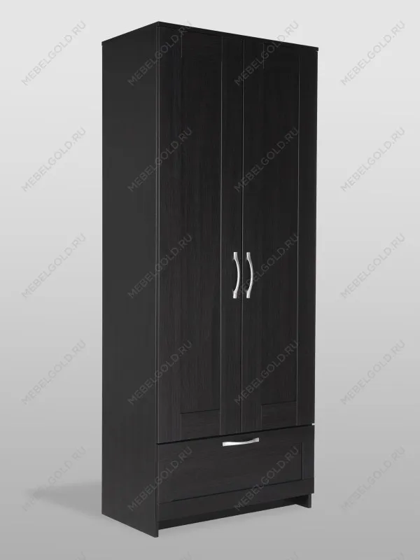 Шкаф Сириус узкий, с выдвижной вешалкой, 2 двери и 1 ящик, 78х41х190 см, черно-коричневый, дуб венге | изображение 10