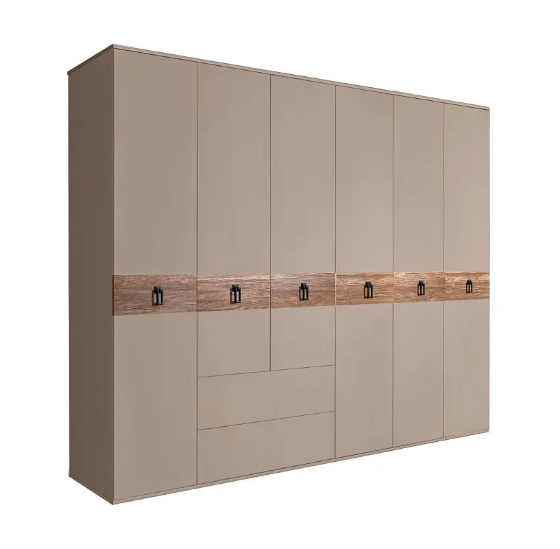 Шкаф 6-ти дверный с ящиками, Bogemia Wood Fa (Мокка/Черный) БМШ2/61(Wo)