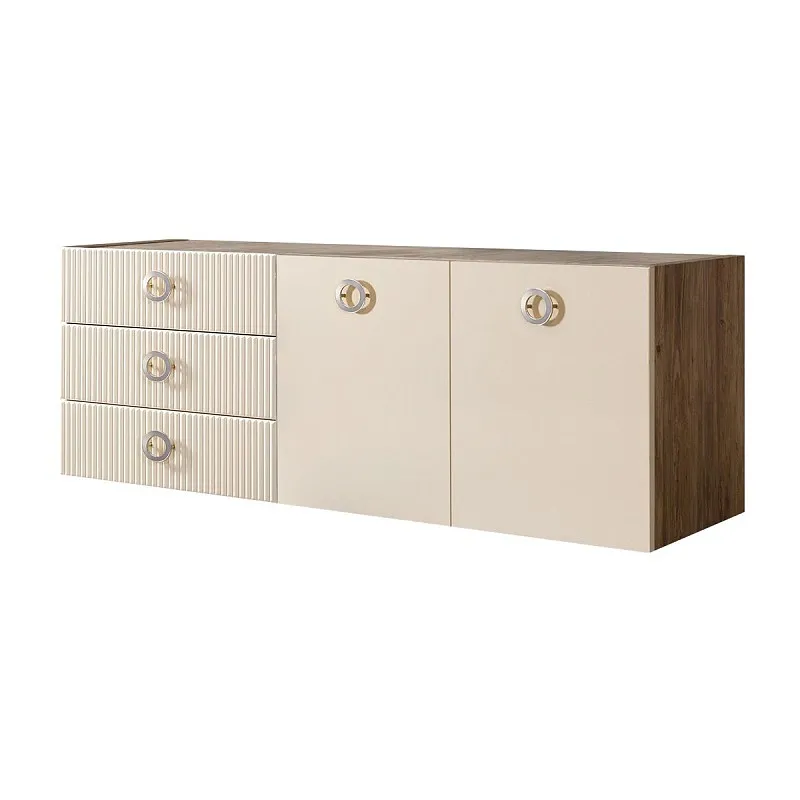 Комод 1.6м Bogemia Woodline Fly Fi (Слоновая кость) (Novabuk/Хром) БМКМ-4