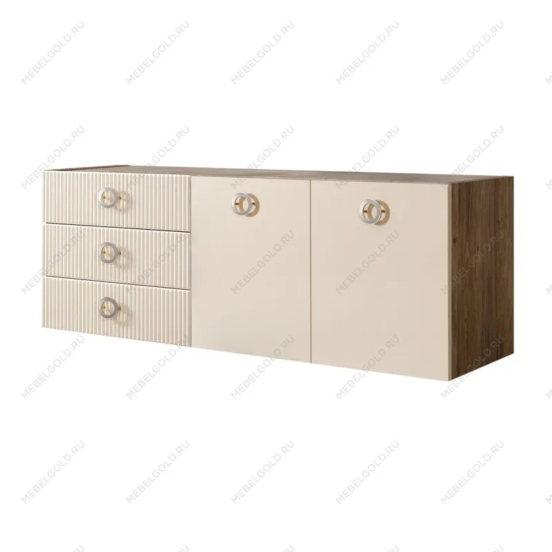 Комод 1.6м Bogemia Woodline Fly Fi (Слоновая кость) (Novabuk/Хром) БМКМ-4