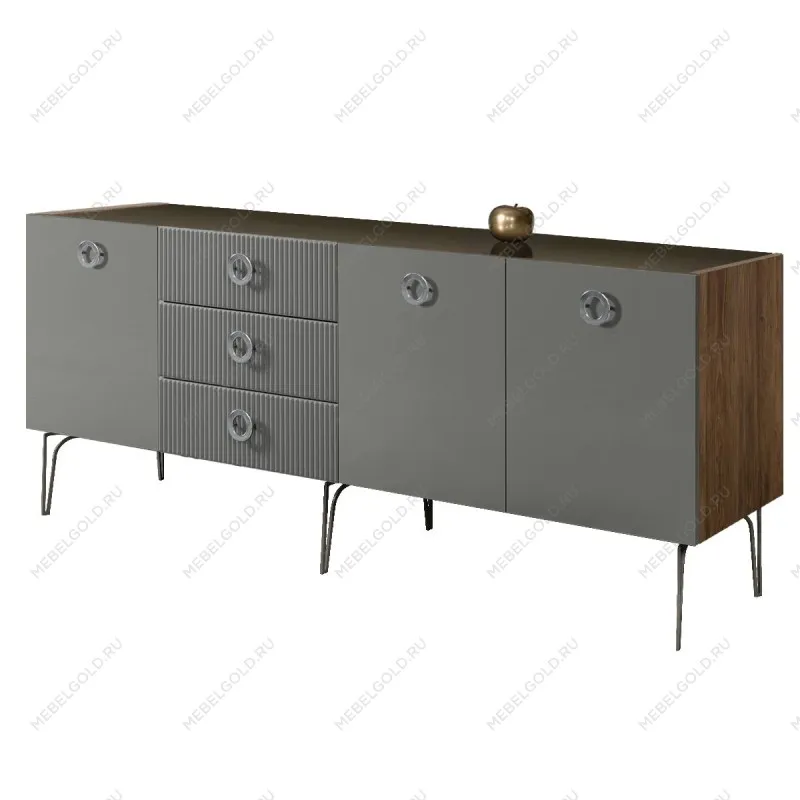 Комод 2.1м Bogemia Woodline Fi (Серый) (Lakobel/Хром) БМКМ-5