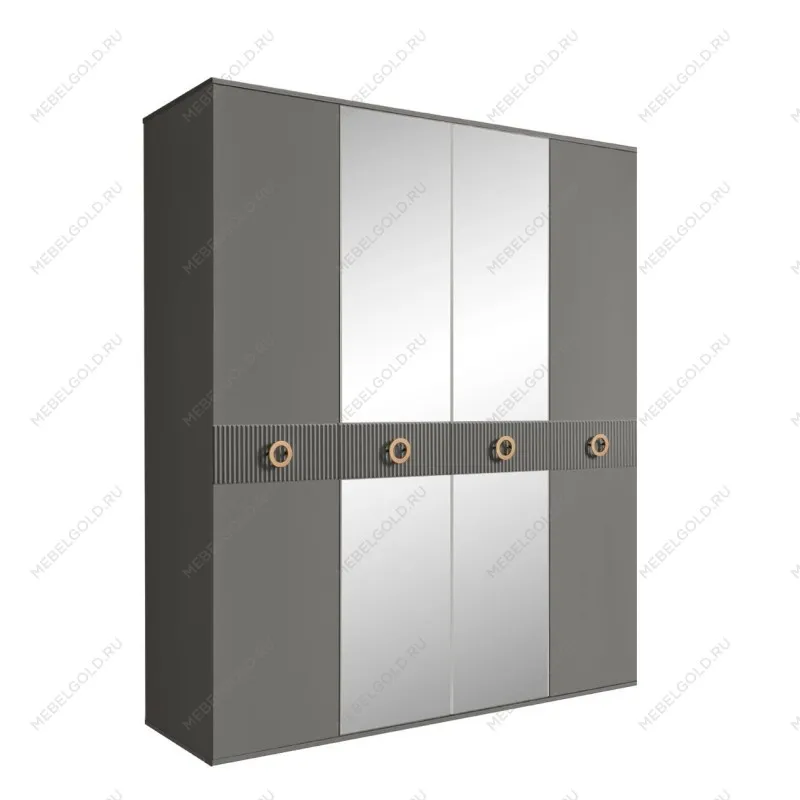 Шкаф 4-х дв. с зеркалами Bogemia Fillini (Серый/Золото) БМШ1/4(Fi)
