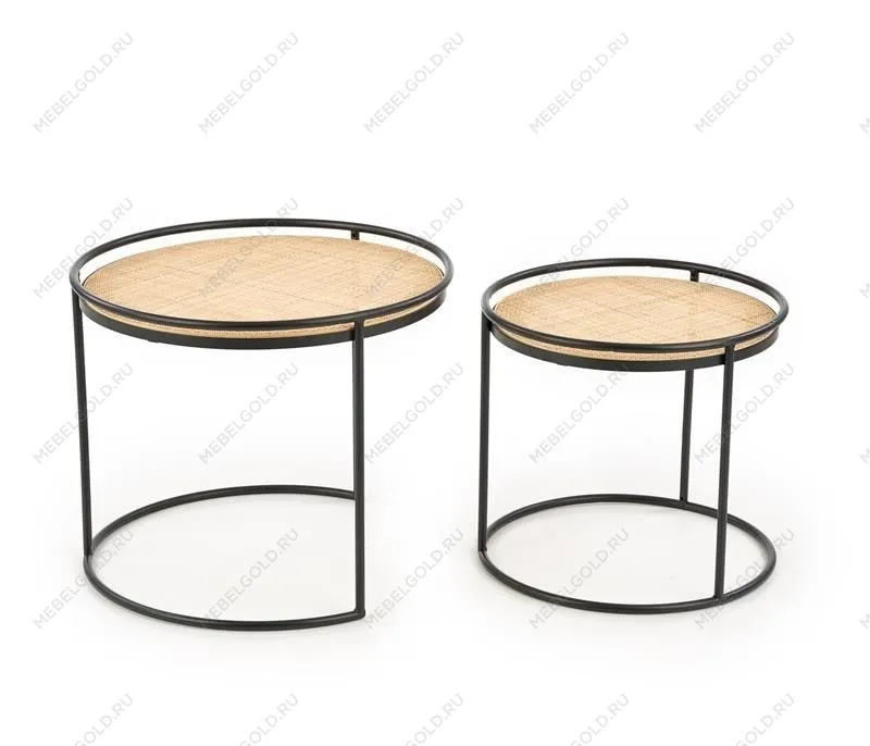 Комплект Halmar MANADO, 2 стола журнальных (натуральный/черный) | изображение 4