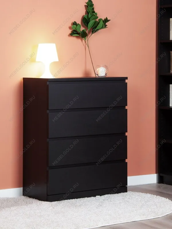 Комод Варма, 4 ящика, 80х100х40 см, шпон натурального дерева, ясень черный | изображение 11