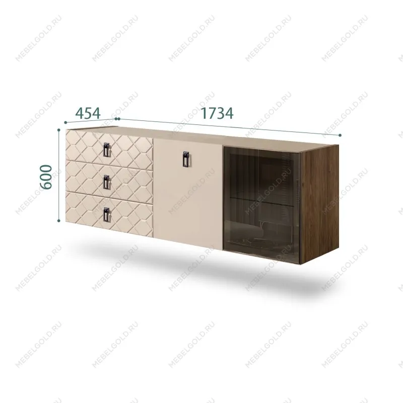 Комод 1.6м Bogemia Woodline Fly Fa (Ваниль) (Novabuk/Черный) БМКМ-4[5][10]