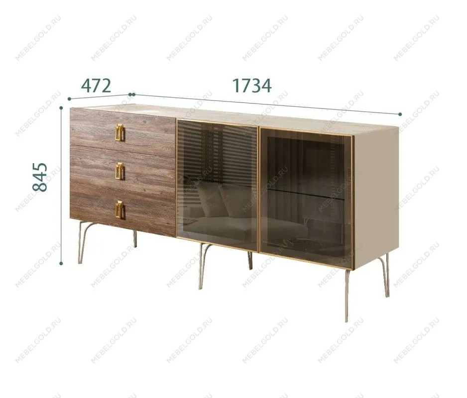 Комод 1.6м Bogemia Wood Fa (Ваниль) (Novabuk/Золото) БМКМ-4(Wo)[5]