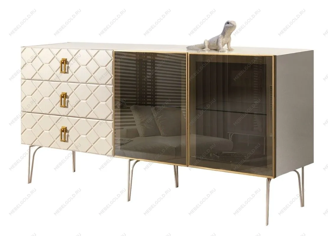 Комод 1.6м Bogemia Farfalle (Слоновая кость) (Lakobel/Золото) БМКМ-4(Fa)[5]