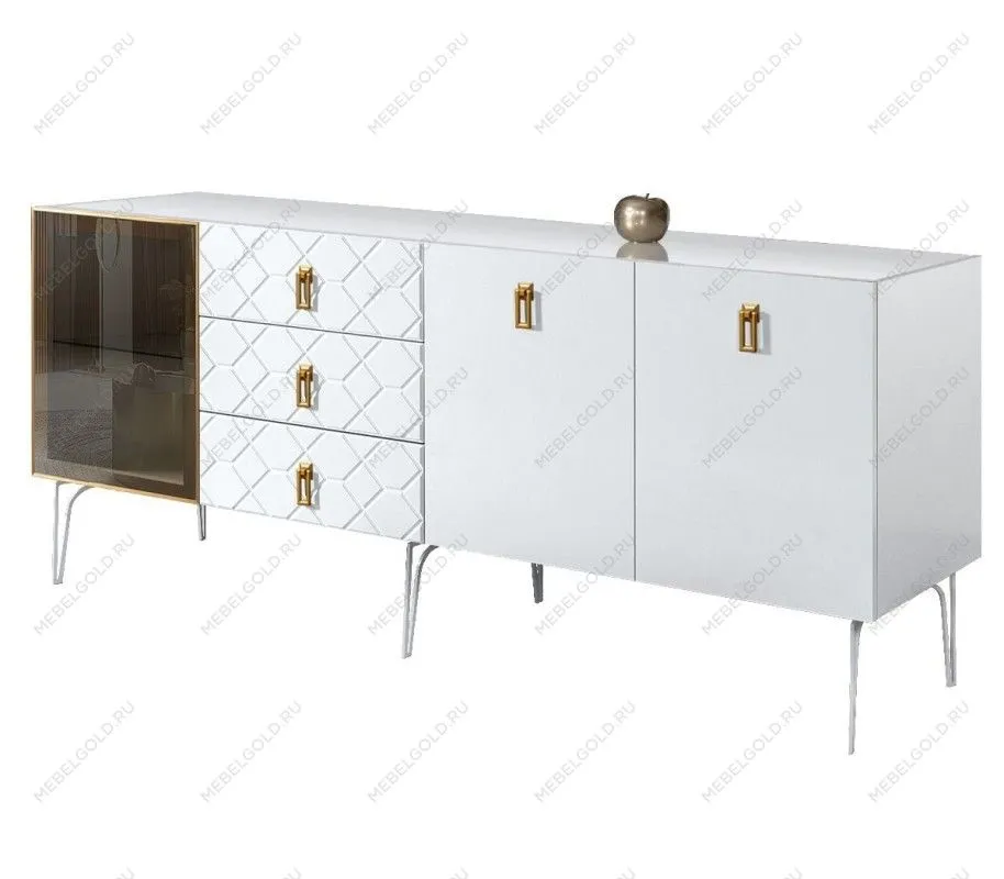 Комод 2.1м Bogemia Farfalle (Белый) (Lakobel/Золото) БМКМ-5(Fa)[4]