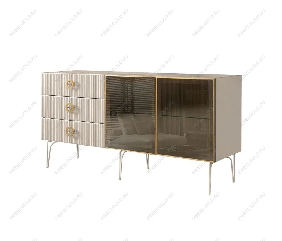 Комод 1.6м Bogemia Fillini (Ваниль) (Novabuk/Золото) БМКМ-4(Fi)[5]