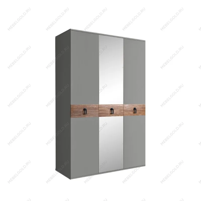 Шкаф 3-х дверный с зеркалом Bogemia Wood Fa (Серый/Черный) БМШ1/3(Wo)