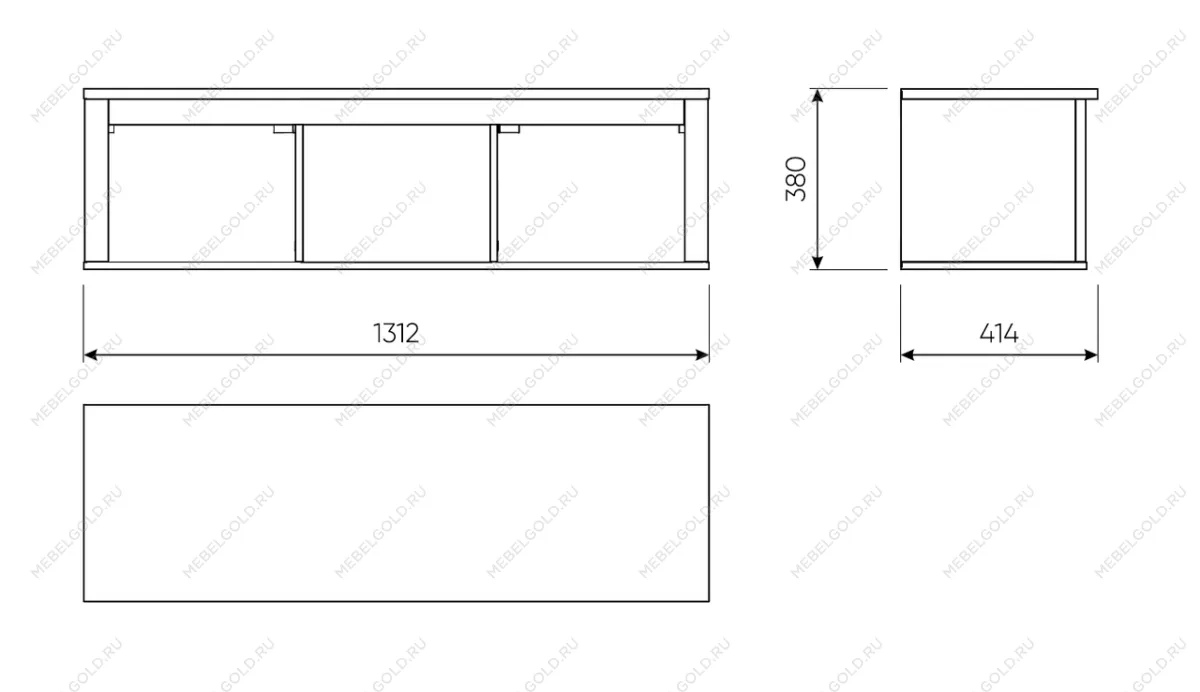 САГА полка навесная 3 секции серая/ясень | изображение 1