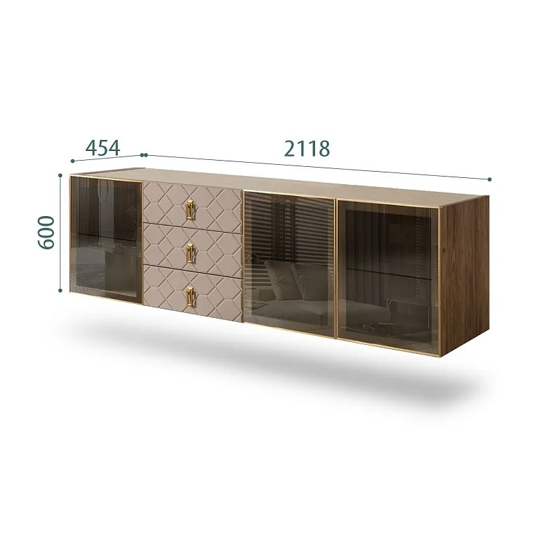 Комод 2.1м Bogemia Woodline Fly Fa (Мокка) (Novabuk/Золото) БМКМ-5[5]