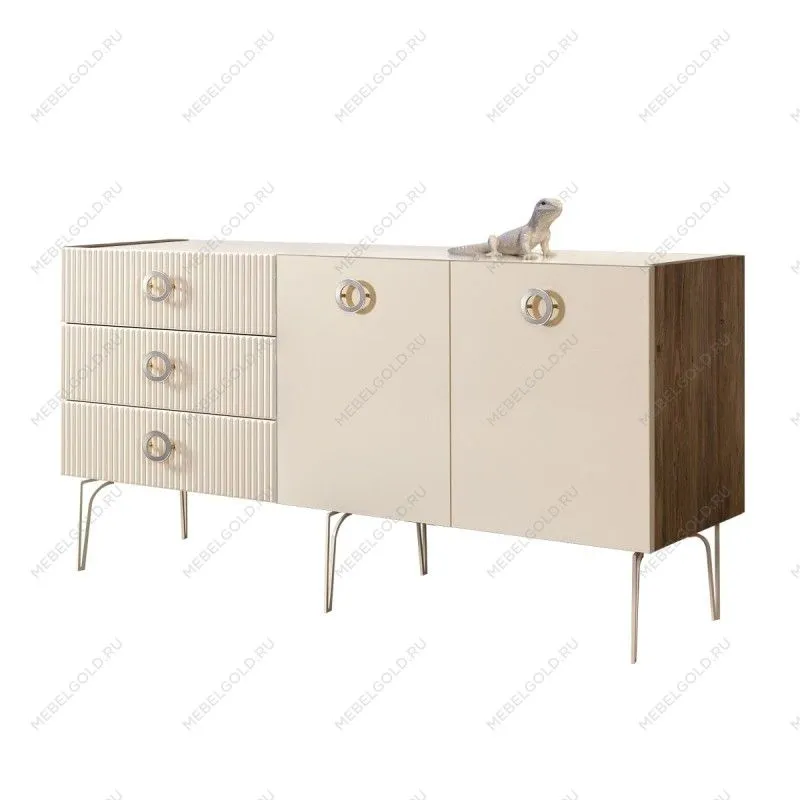 Комод 1.6м Bogemia Woodline Fi (Слоновая кость) (Lakobel/Хром) БМКМ-4