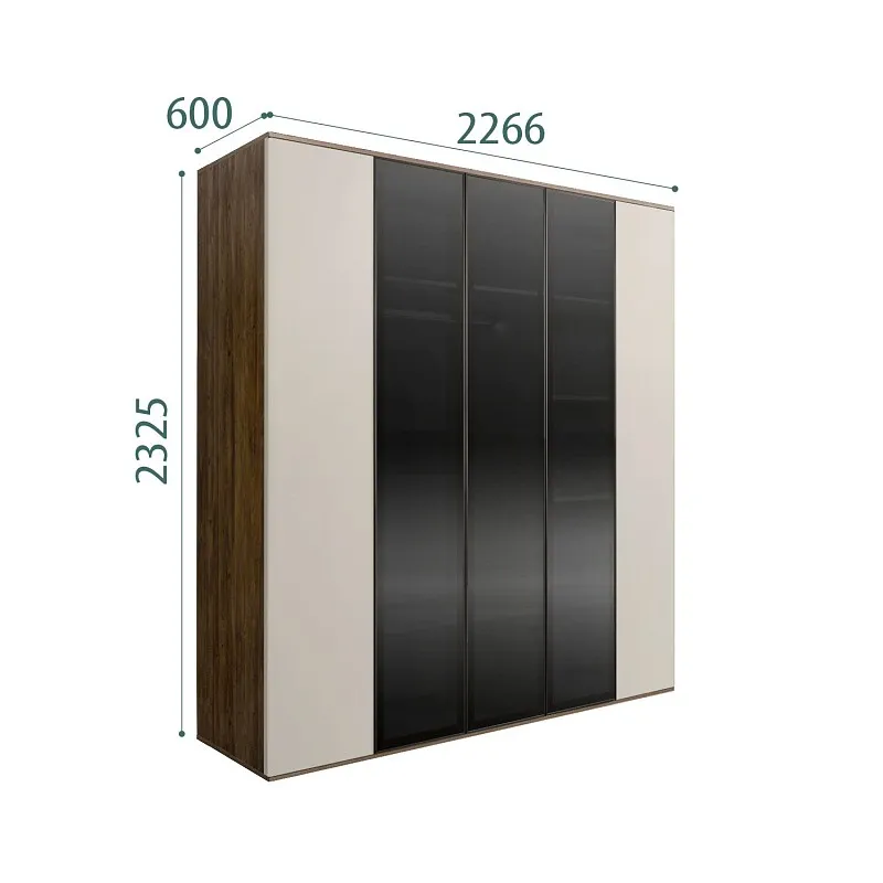 Шкаф 5-ти дв. Bogemia Woodline Air (Шелк/Черный) БМШ2/5(3)