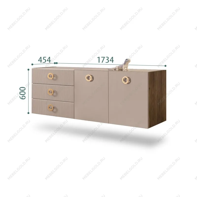 Комод 1.6м Bogemia Woodline Fly Fi (Мокка) (Lakobel/Золото) БМКМ-4