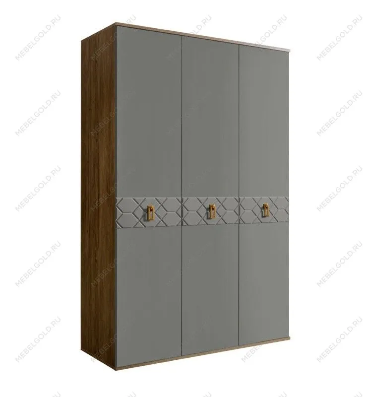 Шкаф 3-х дверный Bogemia Woodline Fa (Серый/Золото) БМШ2/3