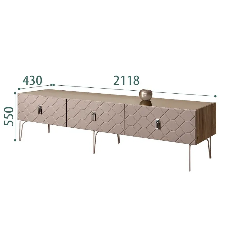 Тумба телевизионная 2.1м Bogemia Woodline Fa (Мокка) (Lakobel/Хром) БМТ-2
