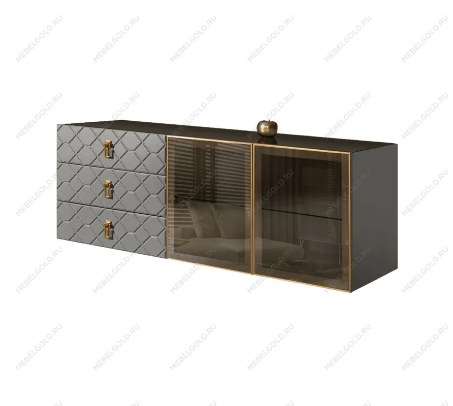 Комод 1.6м Bogemia Fly Farfalle (Серый) (Lakobel/Золото) БМКМ-4[5]