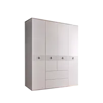 Шкаф 4-х дверный с ящиками Римини СОЛО (Белый/Серебро) РМШ2/41(s)