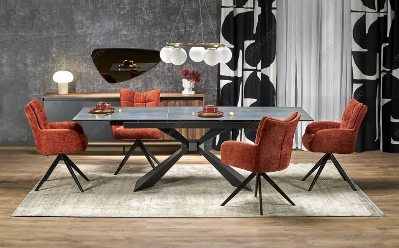 Стол обеденный Halmar LUCIANO 180 раскладной (синий мрамор/черный) | изображение 12