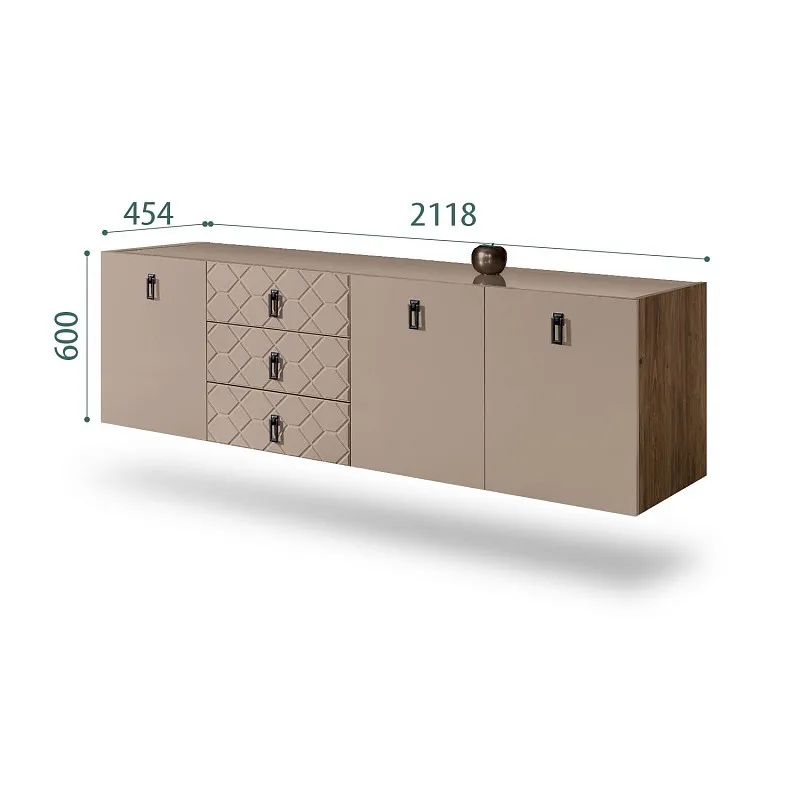Комод 2.1м Bogemia Woodline Fly Fa (Мокка) (Lakobel/Черный) БМКМ-5