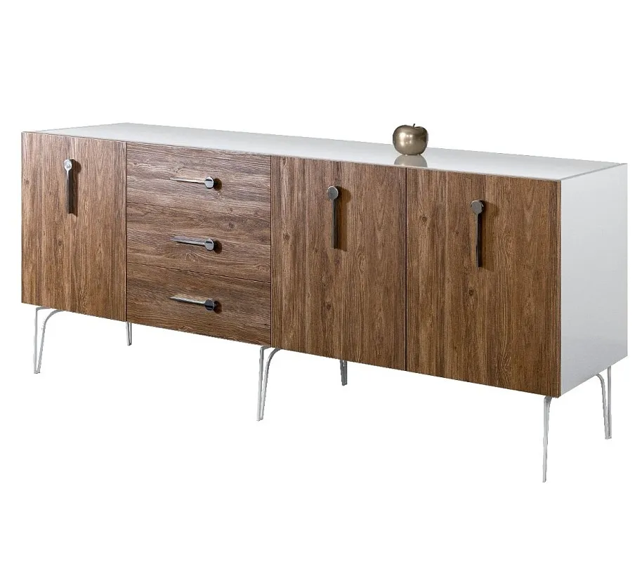 Комод 2.1м Bogemia Wood Wo (Белый) (Lakobel/Хром) БМКМ-5(Wo)