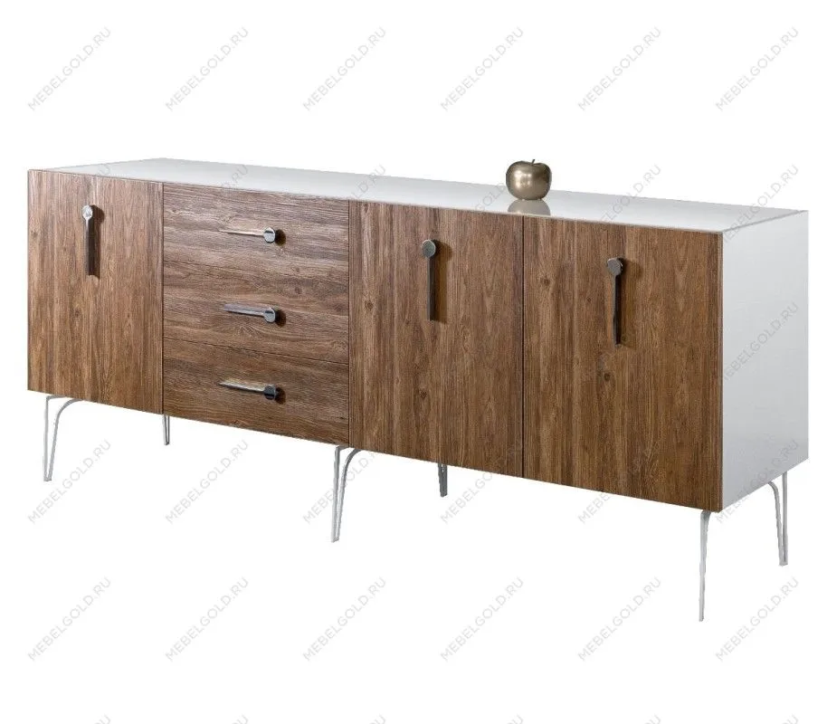 Комод 2.1м Bogemia Wood Wo (Белый) (Lakobel/Хром) БМКМ-5(Wo)