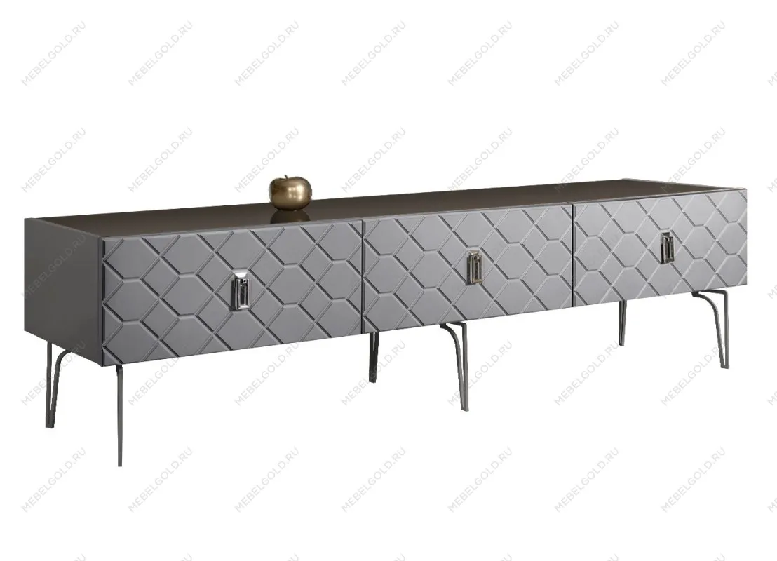 Тумба под телевизор 2.1м Bogemia Farfalle (Серый) (Lakobel/Хром) БМТ-2(Fa)