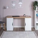 ИНГАР 2/ДВ/ДВ стол письменный 140x75x55, дуб беленый/белый | изображение 3