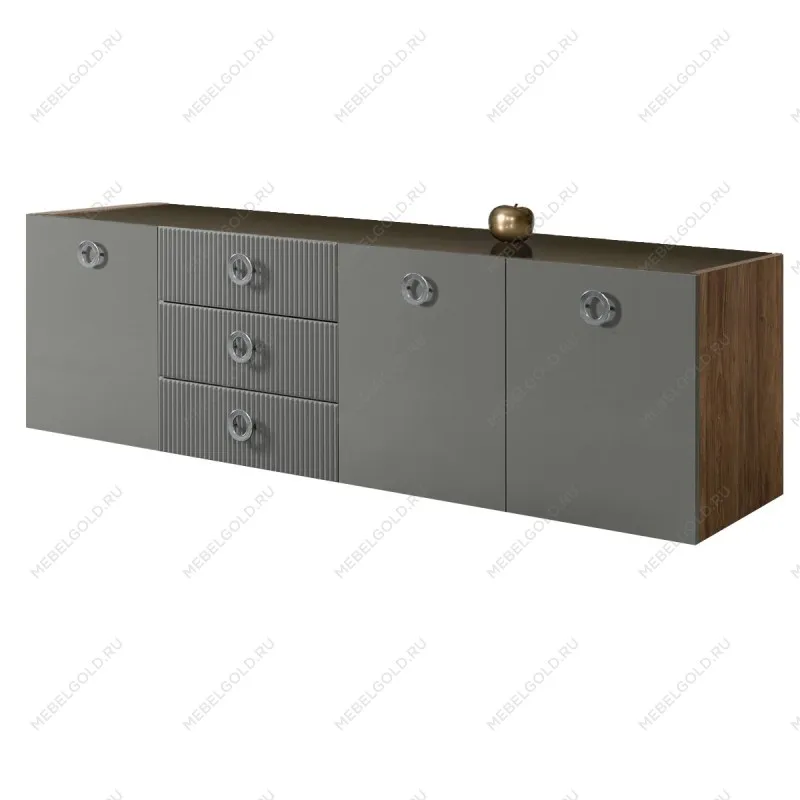 Комод 2.1м Bogemia Woodline Fly Fi (Серый) (Lakobel/Хром) БМКМ-5