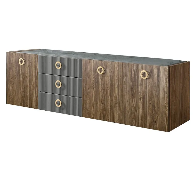 Комод 2.1м Bogemia Woodline Fly Wood Fi (Серый) (Novabuk/Золото) БМКМ-5
