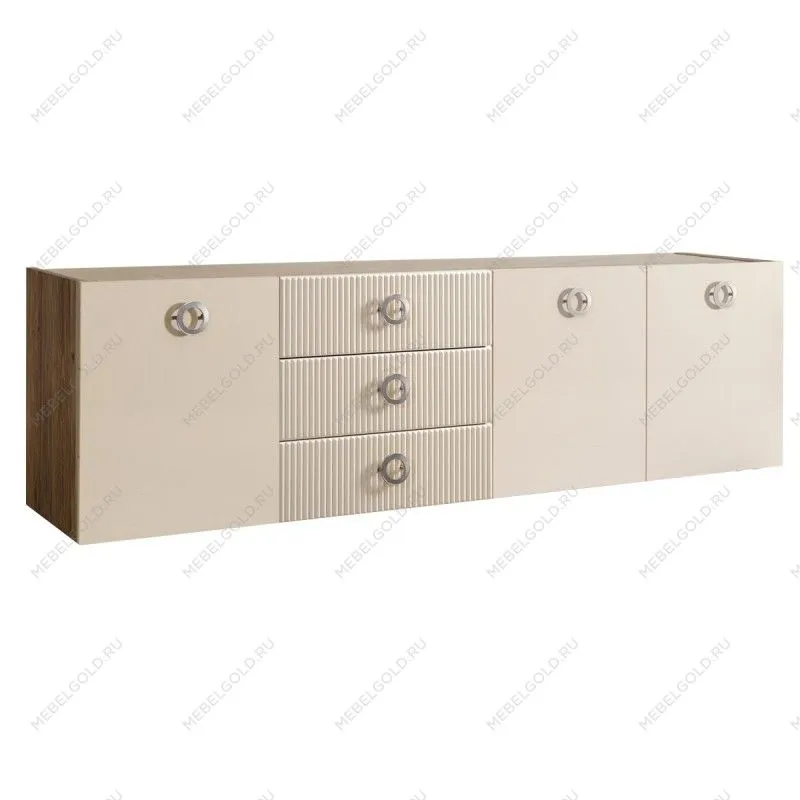 Комод 2.1м Bogemia Woodline Fly Fi (Слоновая кость) (Novabuk/Хром) БМКМ-5