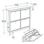 Обувница Сага с 4 откидными ящиками 113х108 белая-ясень | изображение 10