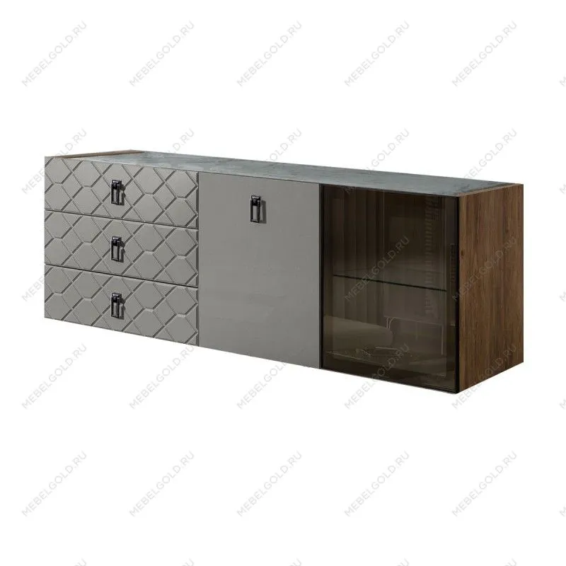 Комод 1.6м Bogemia Woodline Fly Fa (Серый) (Novabuk/Черный) БМКМ-4[5][10]