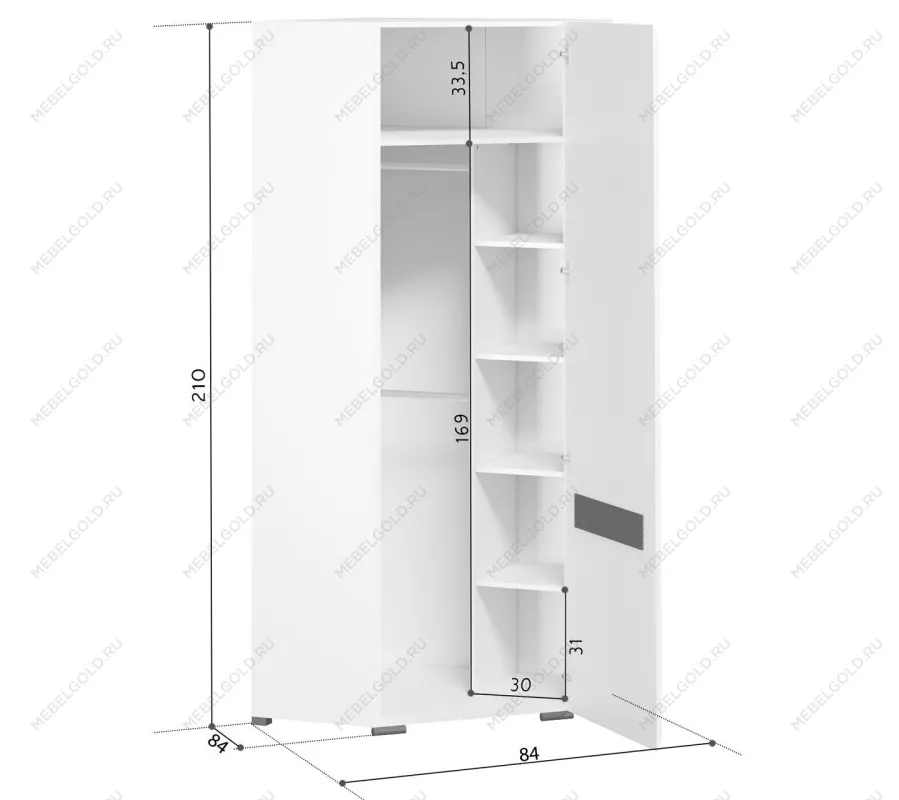 Шкаф угловой Ацтека SZFN1D/21/10 белый | изображение 2