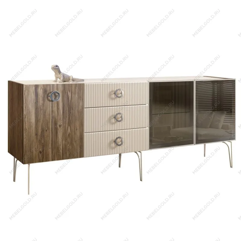 Комод 2.1м Bogemia Woodline Wood Fi (Слоновая кость) (Lakobel/Хром) БМКМ-5[5][10]