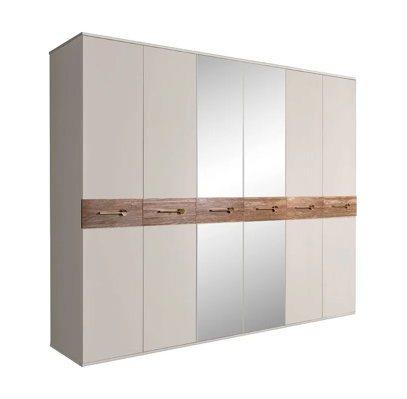 Шкаф 6-ти дв. с зеркалами Bogemia Wood Wo (Шелк/Золото) БМШ1/6(Wo)