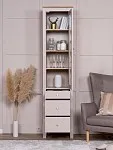 Шкаф с витриной Сага, 50х41х215 см, кашемир/ясень | изображение 5