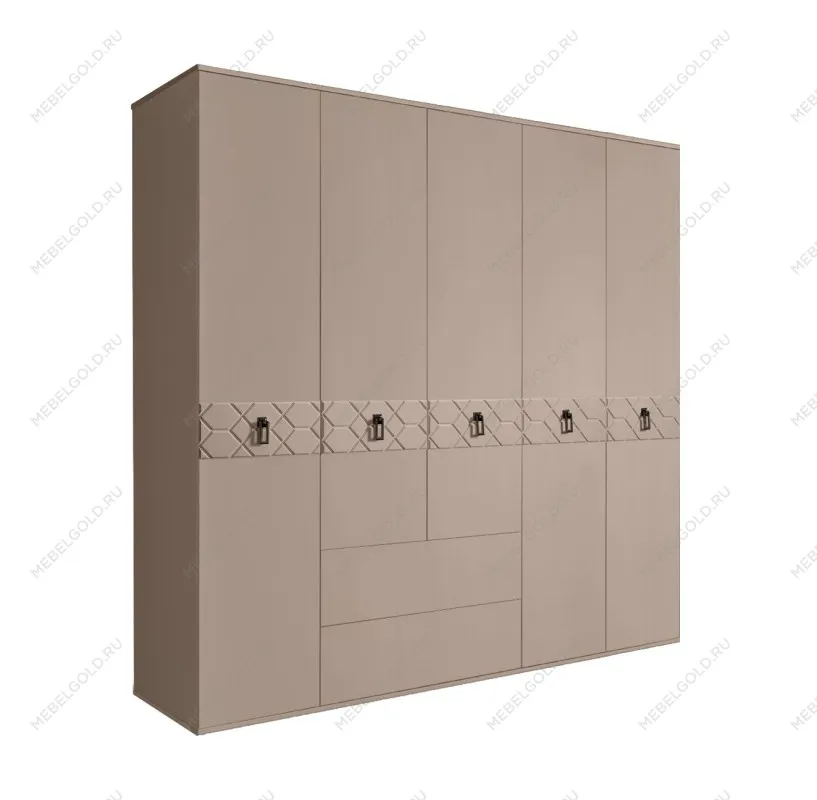 Шкаф 5-ти дверный с ящиками, Bogemia Farfalle (Мокка/Черный) БМШ2/51(Fa)