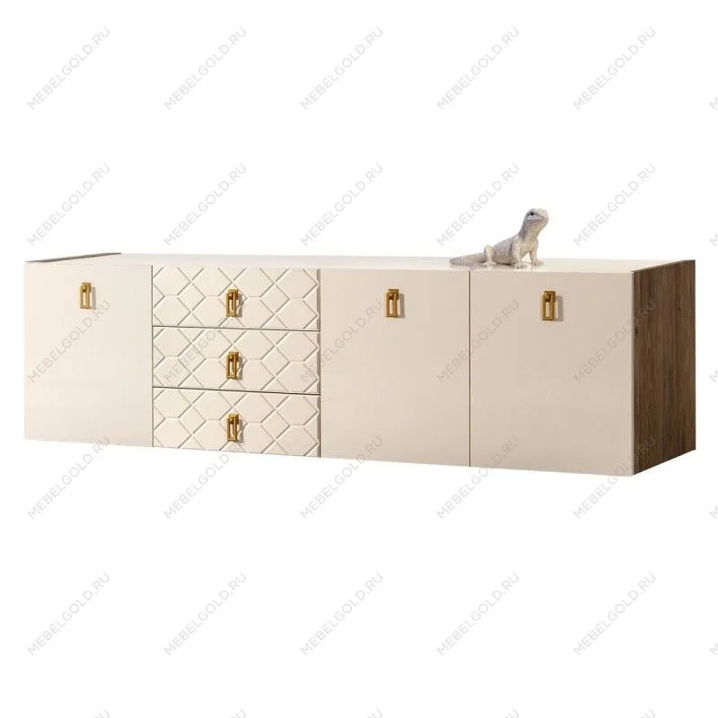 Комод 2.1м Bogemia Woodline Fly Fa (Слоновая кость) (Lakobel/Золото) БМКМ-5