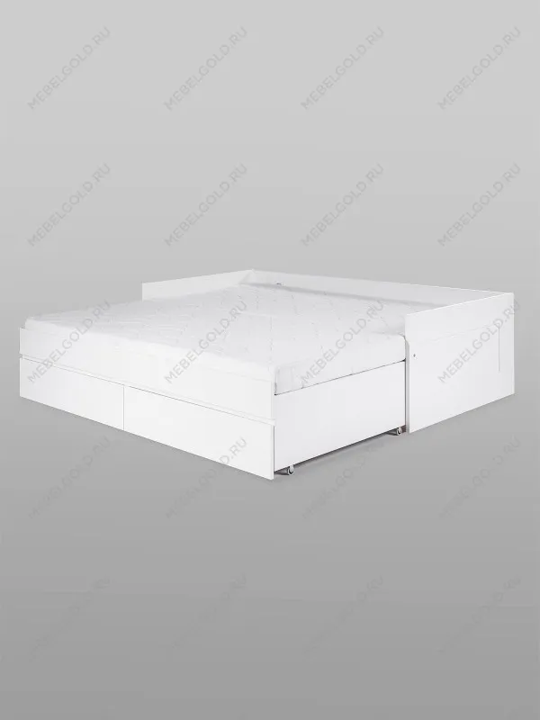Кровать раздвижная Сириус, с ящиками, 90х200/180х200 см, белая | изображение 11