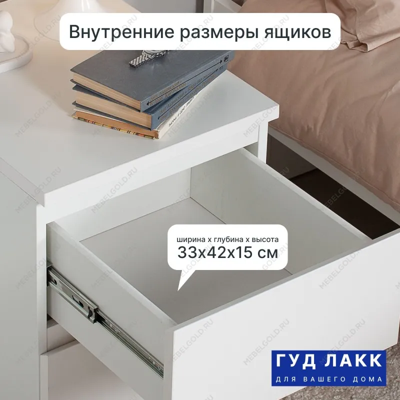 Тумба прикроватная Мальта, 48х40х54 см, белая | изображение 12