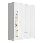 БРИМНЭС / СИРИУС Шкаф ИКЕА / IKEA комбинированный 4 двери и 1 ящик белый (с 1 зеркалом) | изображение 1
