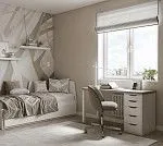 ИНГАР стол письменный ИКЕА / IKEA 1/5Т 120x75x55, дуб беленый/белый | изображение 3