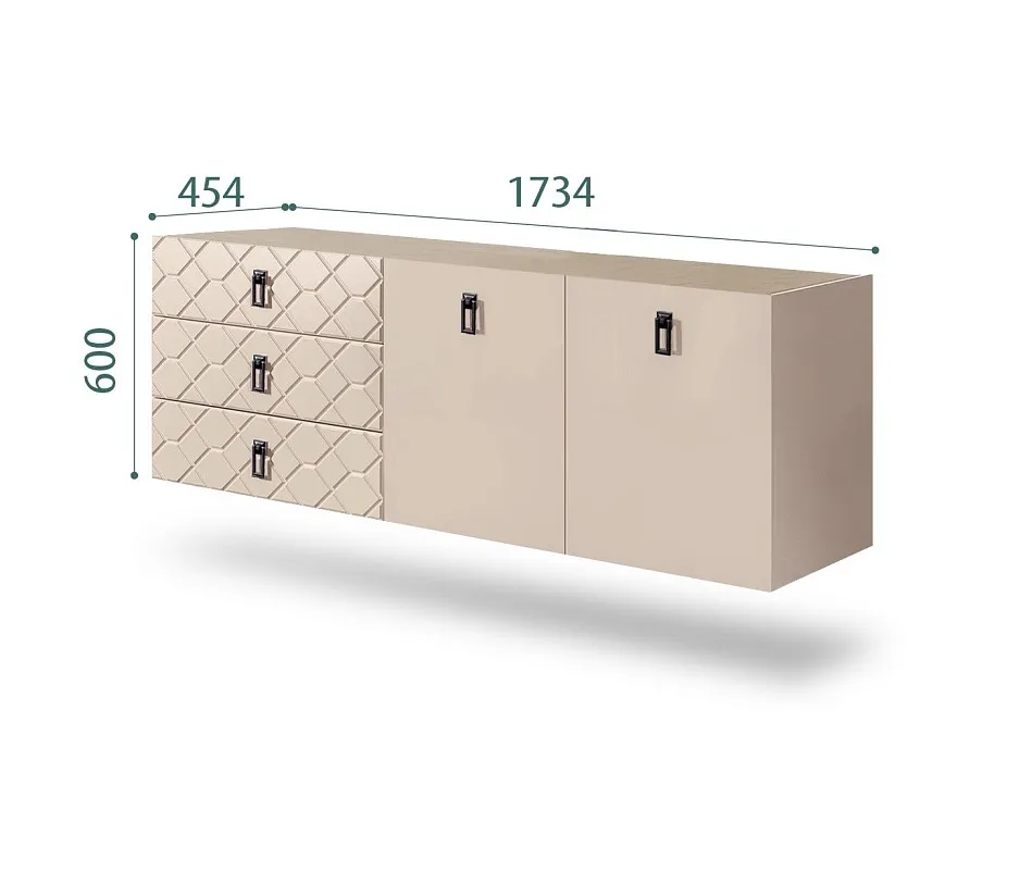 Комод 1.6м Bogemia Fly Farfalle (Ваниль) (Novabuk/Черный) БМКМ-4