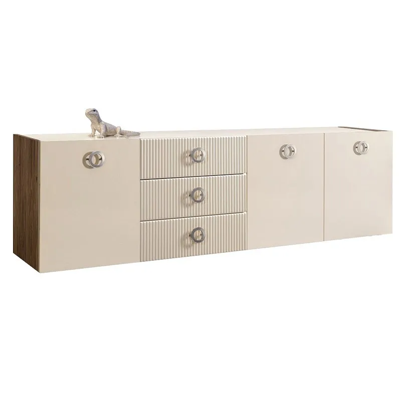 Комод 2.1м Bogemia Woodline Fly Fi (Слоновая кость) (Lakobel/Хром) БМКМ-5